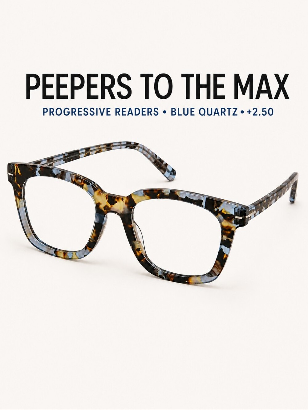 Brand New Peepers To the Max Progressive Readers +2.50 Blue Quartz